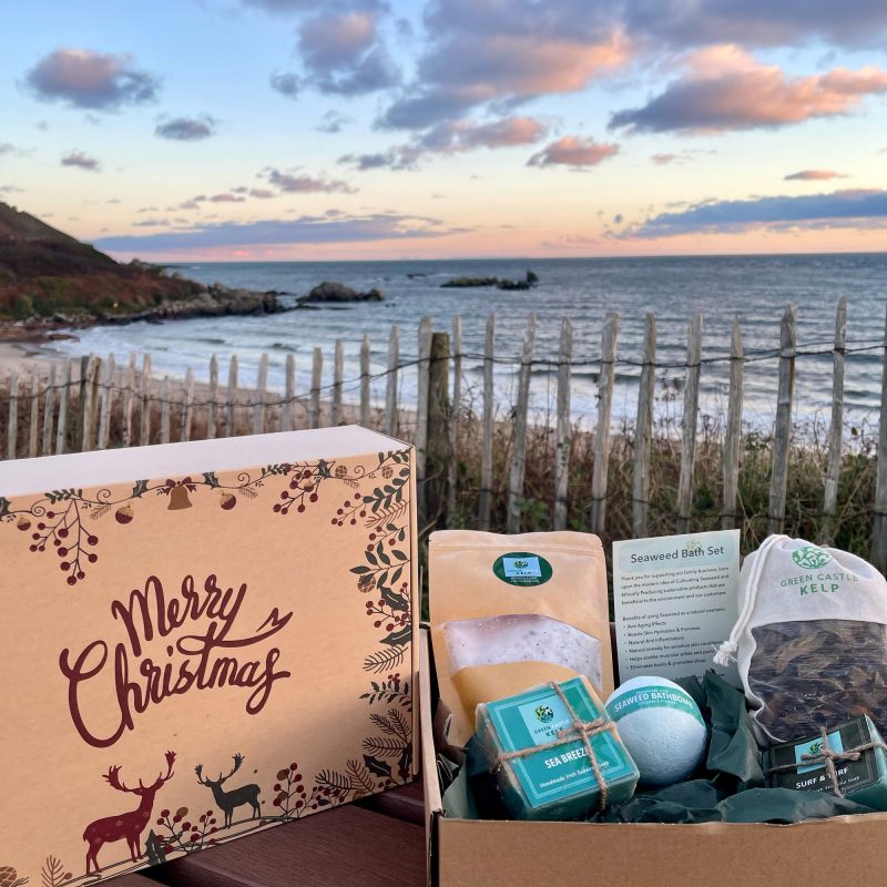 “Irish Christmas gift box with organic wellness products.”